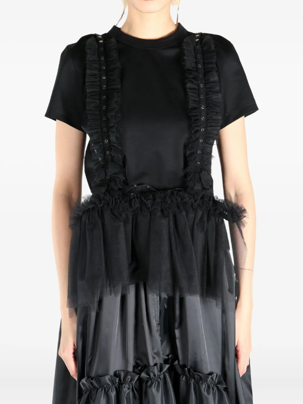 NOIR KEI NINOMIYA TULLE-DETAILING T-SHIRT 