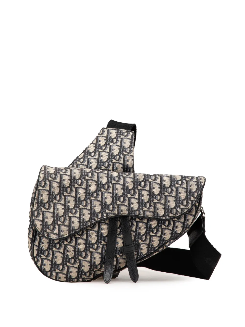 Christian Dior Pre-Owned 2020 オブリーク キャンバス サドル ショルダーバッグ - ブルー Christian Dior Pre-Owned 2020 オブリーク キャンバス サドル ショルダーバッグ - ブルー