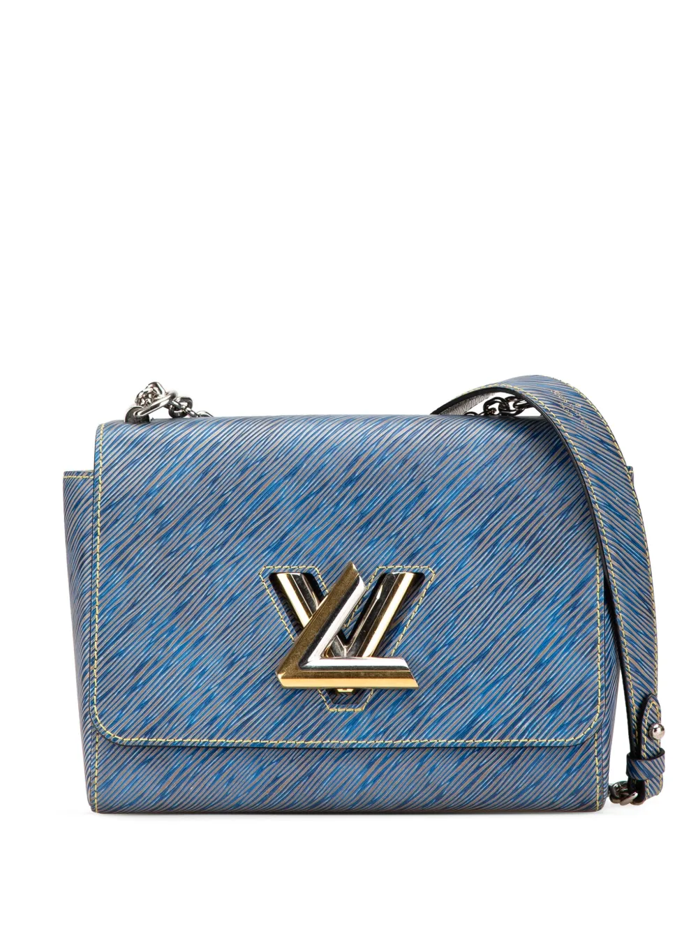 Pre-owned Louis Vuitton 2018 Epi Denim Twist Mm Crossbody Bag In Blue
