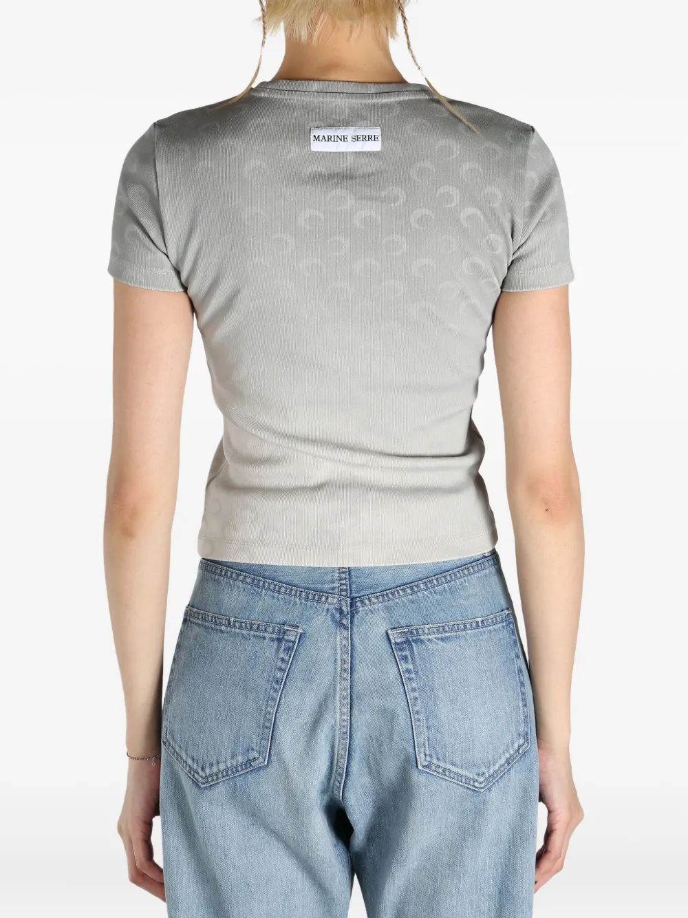 Marine Serre crescent moon-motif t-shirt Grijs