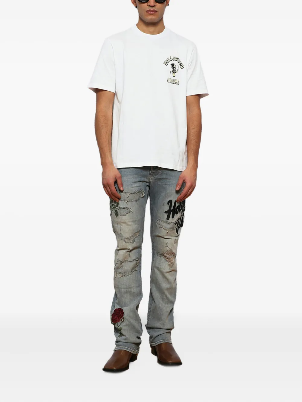 AMIRI Leren enkellaarzen met hieldetail Bruin