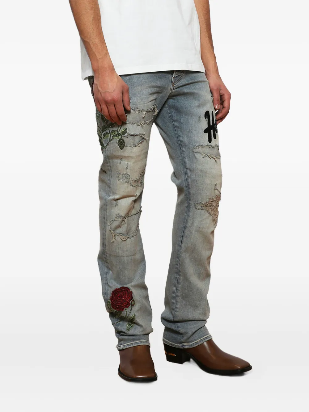 AMIRI Leren enkellaarzen met hieldetail Bruin