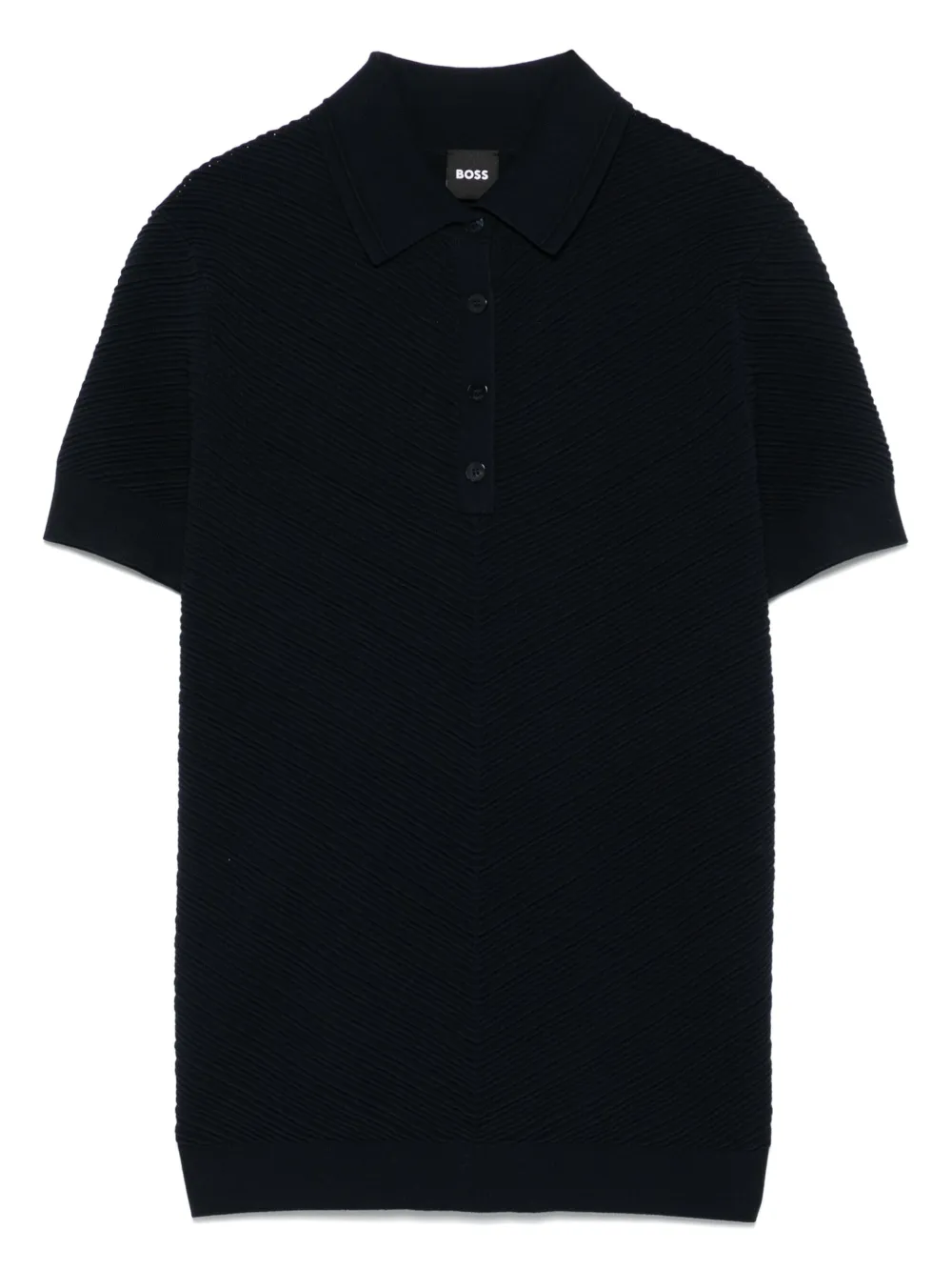 BOSS Geribbeld poloshirt Blauw