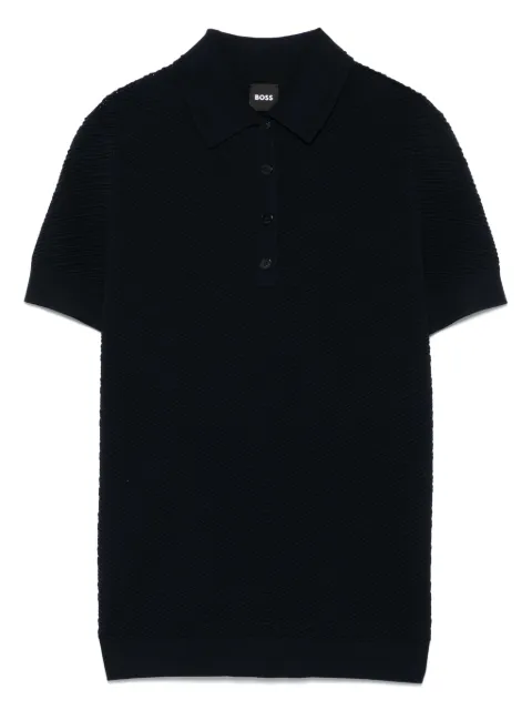 BOSS playera tipo polo tejida de canalé