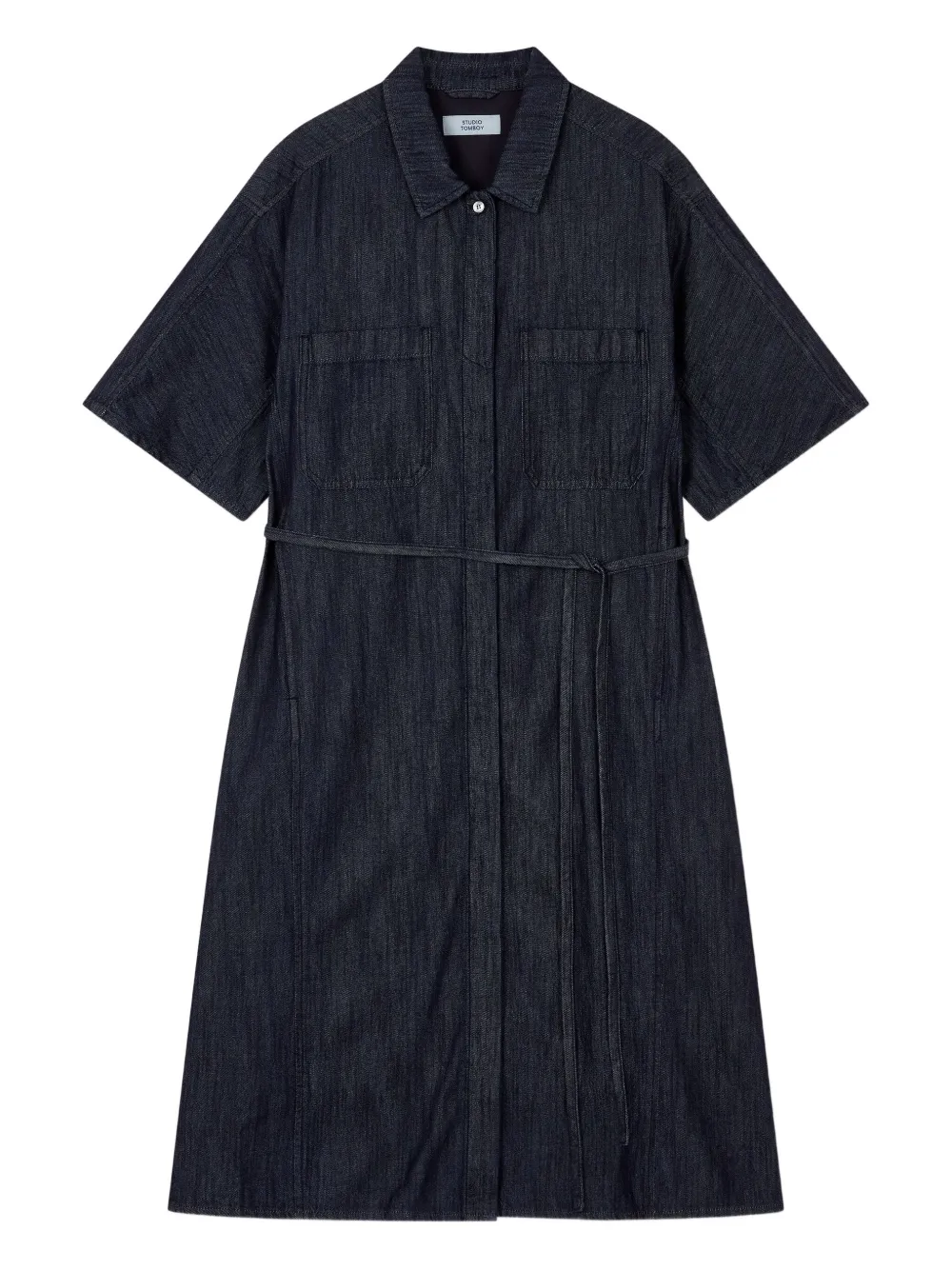 STUDIO TOMBOY denim belted shirt dress Blauw
