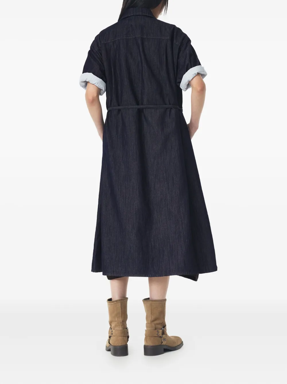 STUDIO TOMBOY denim belted shirt dress Blauw