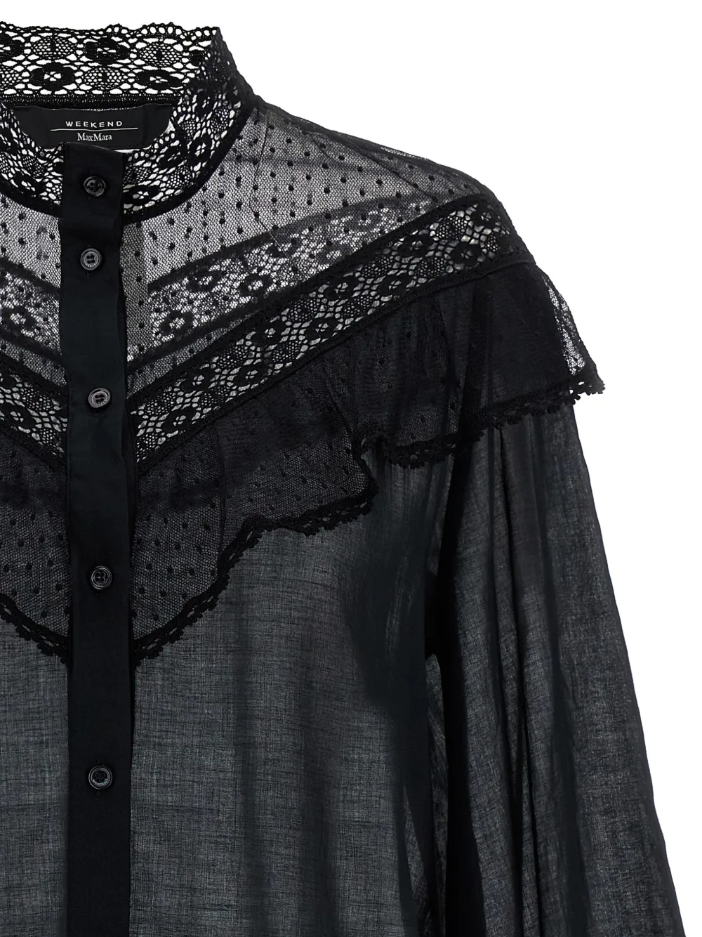 Max Mara Astice blouse met afwerking van kant Zwart