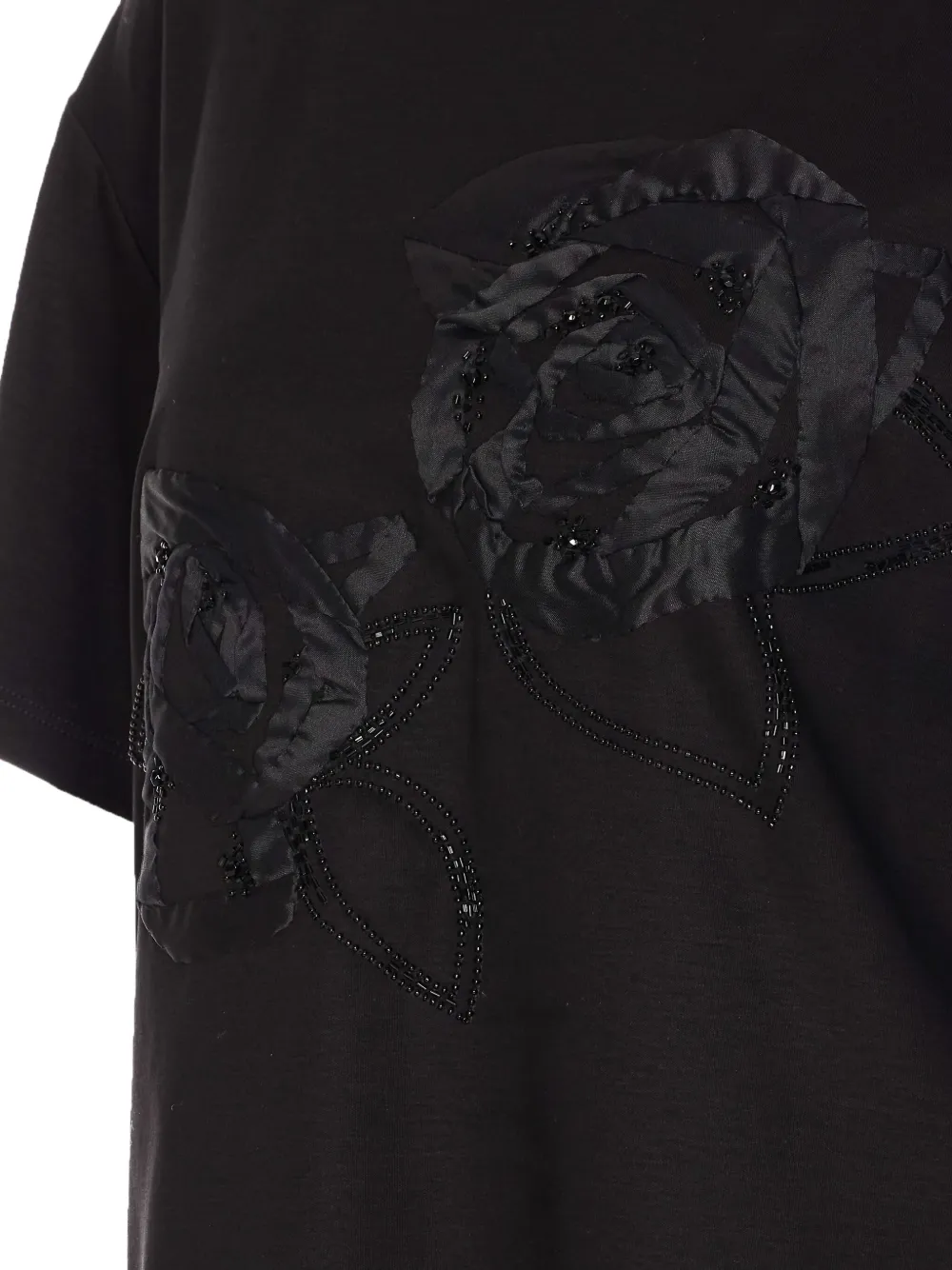 Max Mara T-shirt met bloemenapplicatie Zwart