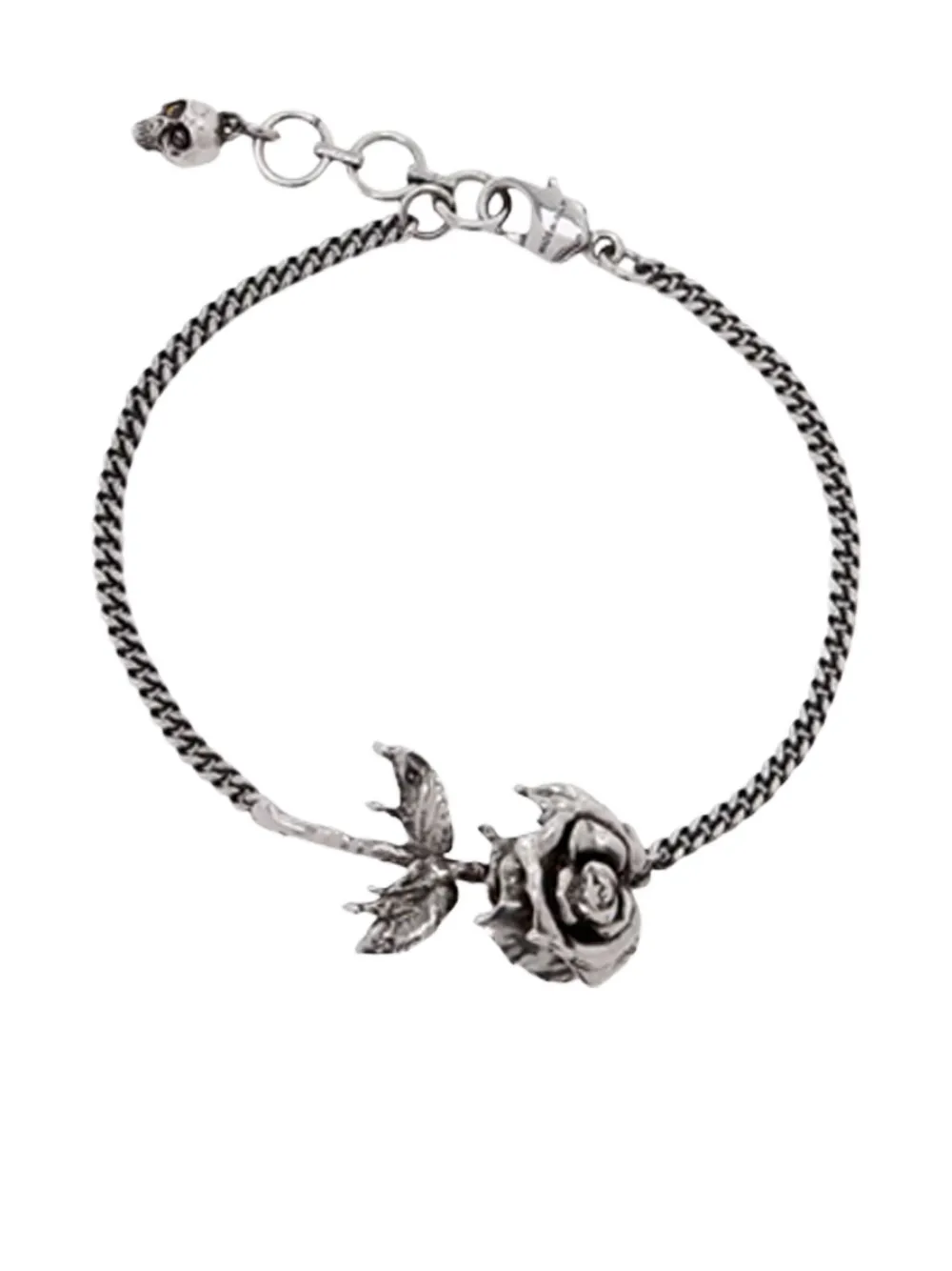 Alexander Mcqueen Chain Link Rose Bracelet With Adjustable Length