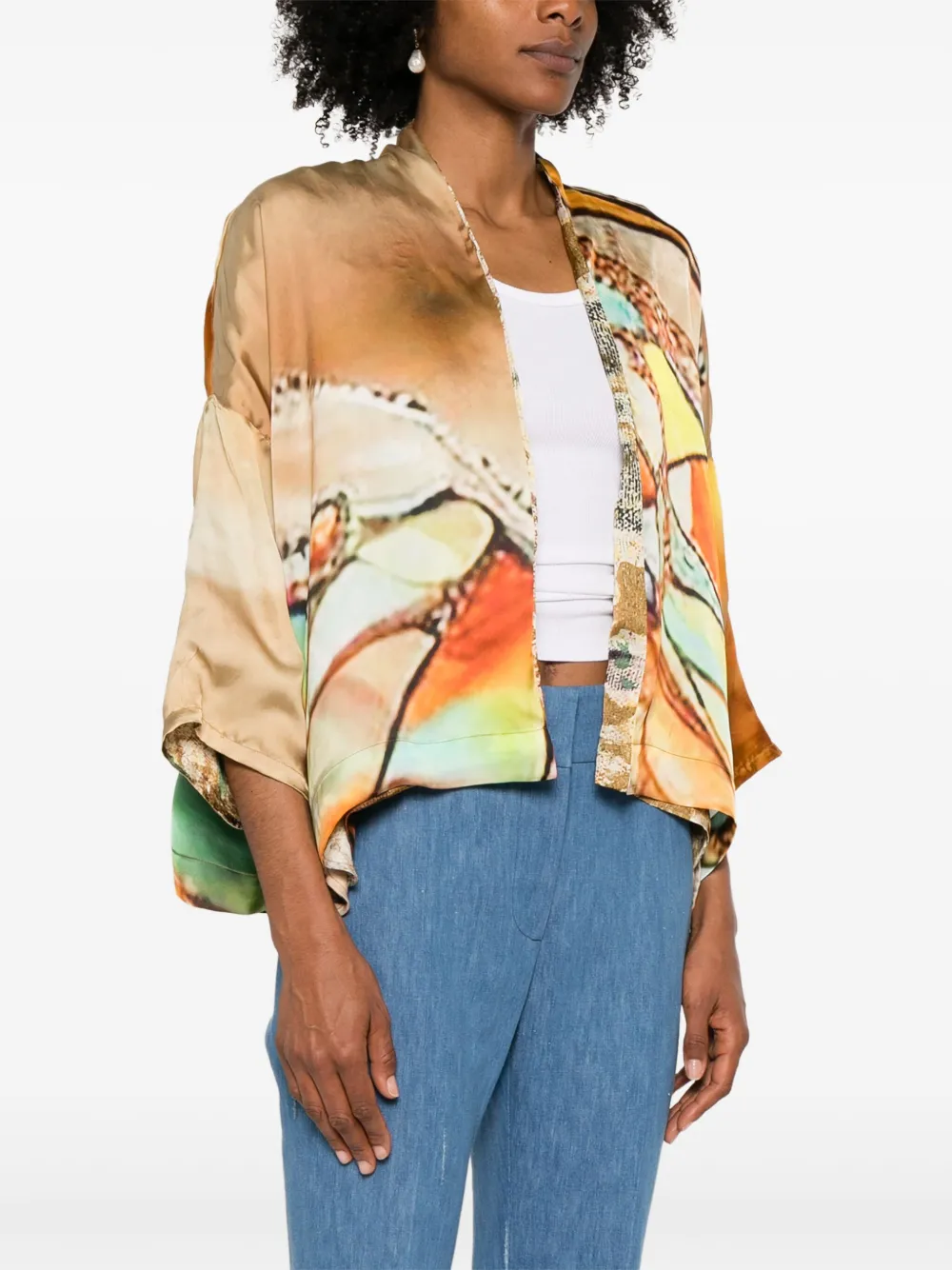 YAVI Jack met abstracte print Oranje