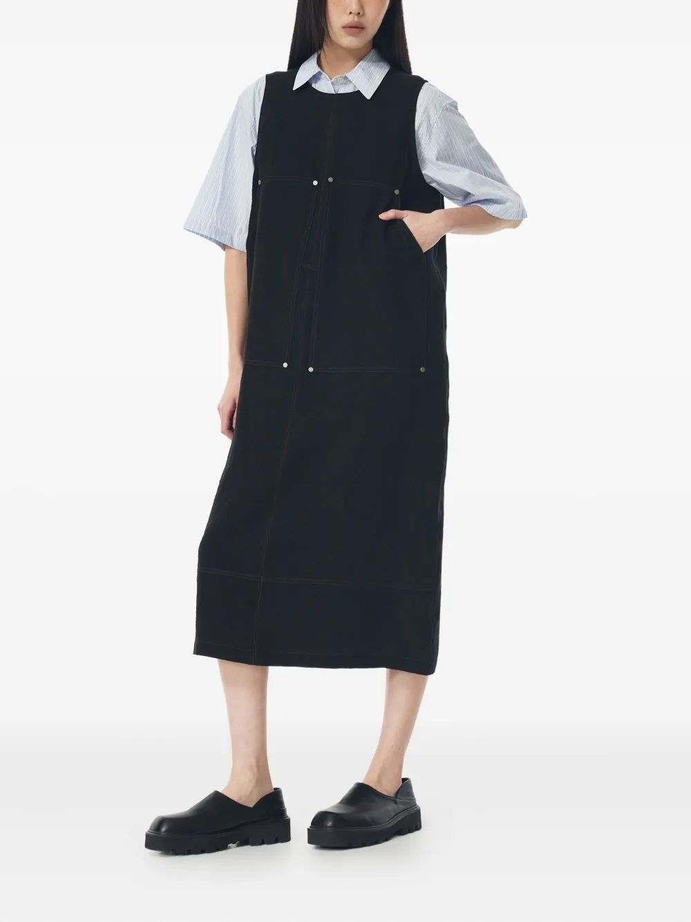 STUDIO TOMBOY sleeveless utility midi dress - Zwart