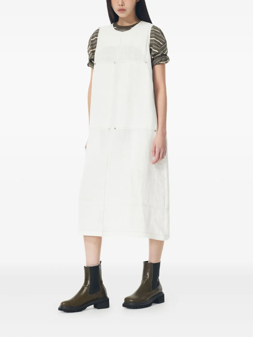 STUDIO TOMBOY two-pocket sleeveless midi dress - Wit