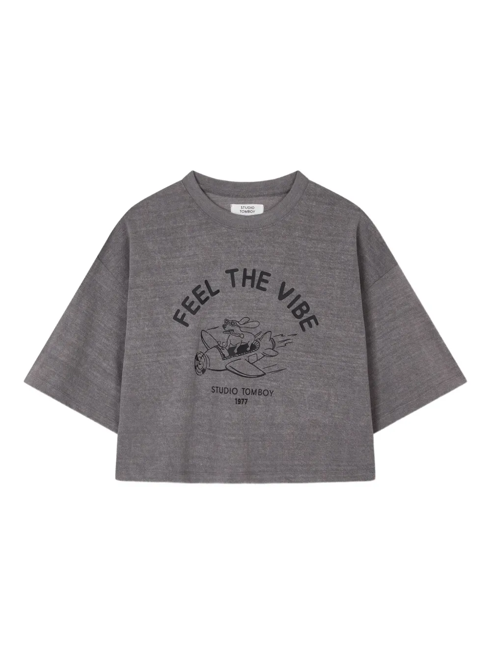 STUDIO TOMBOY graphic-print cropped T-shirt | Grey | Image 1