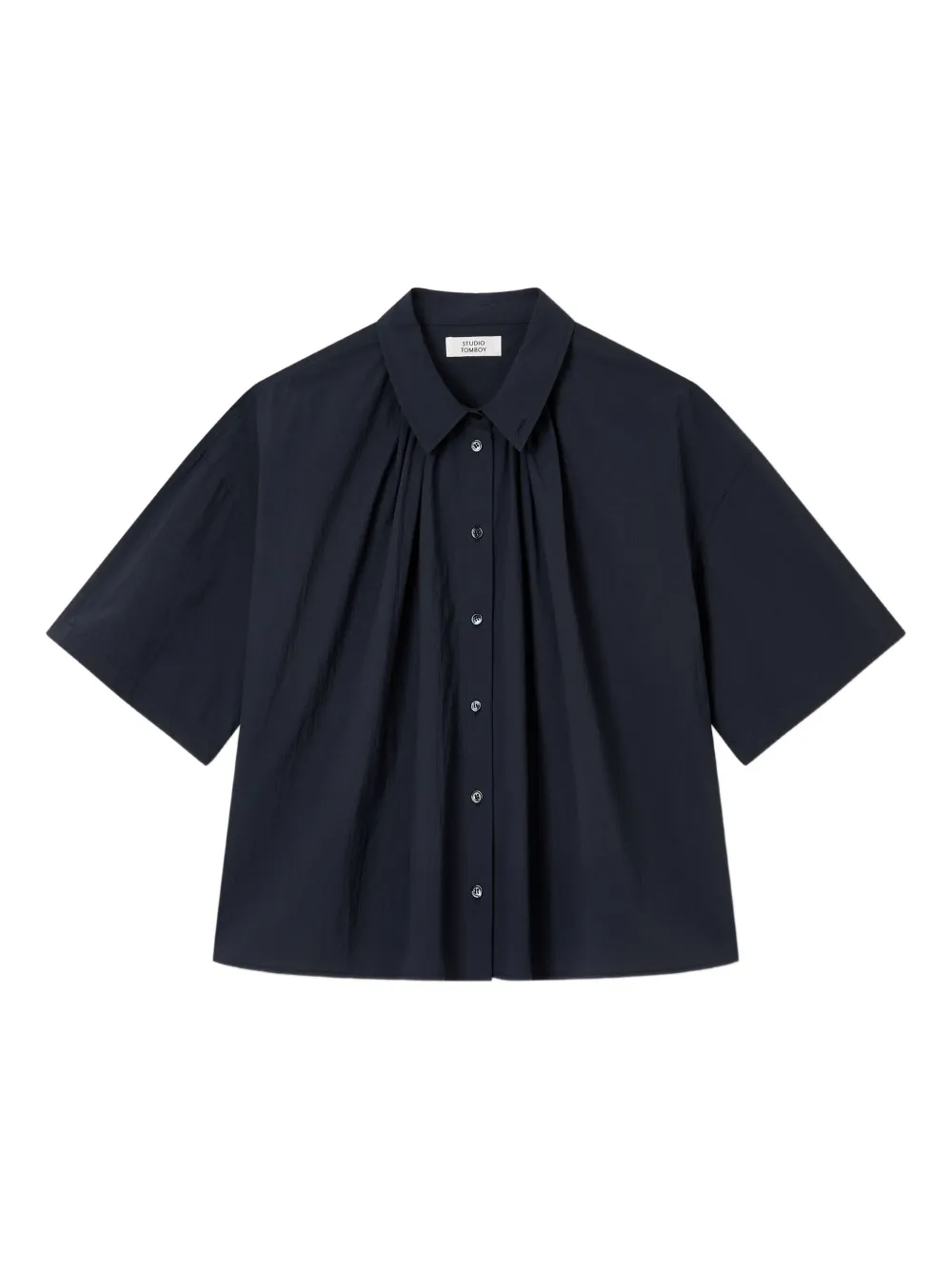 STUDIO TOMBOY Gesmockte blouse met korte mouwen Blauw