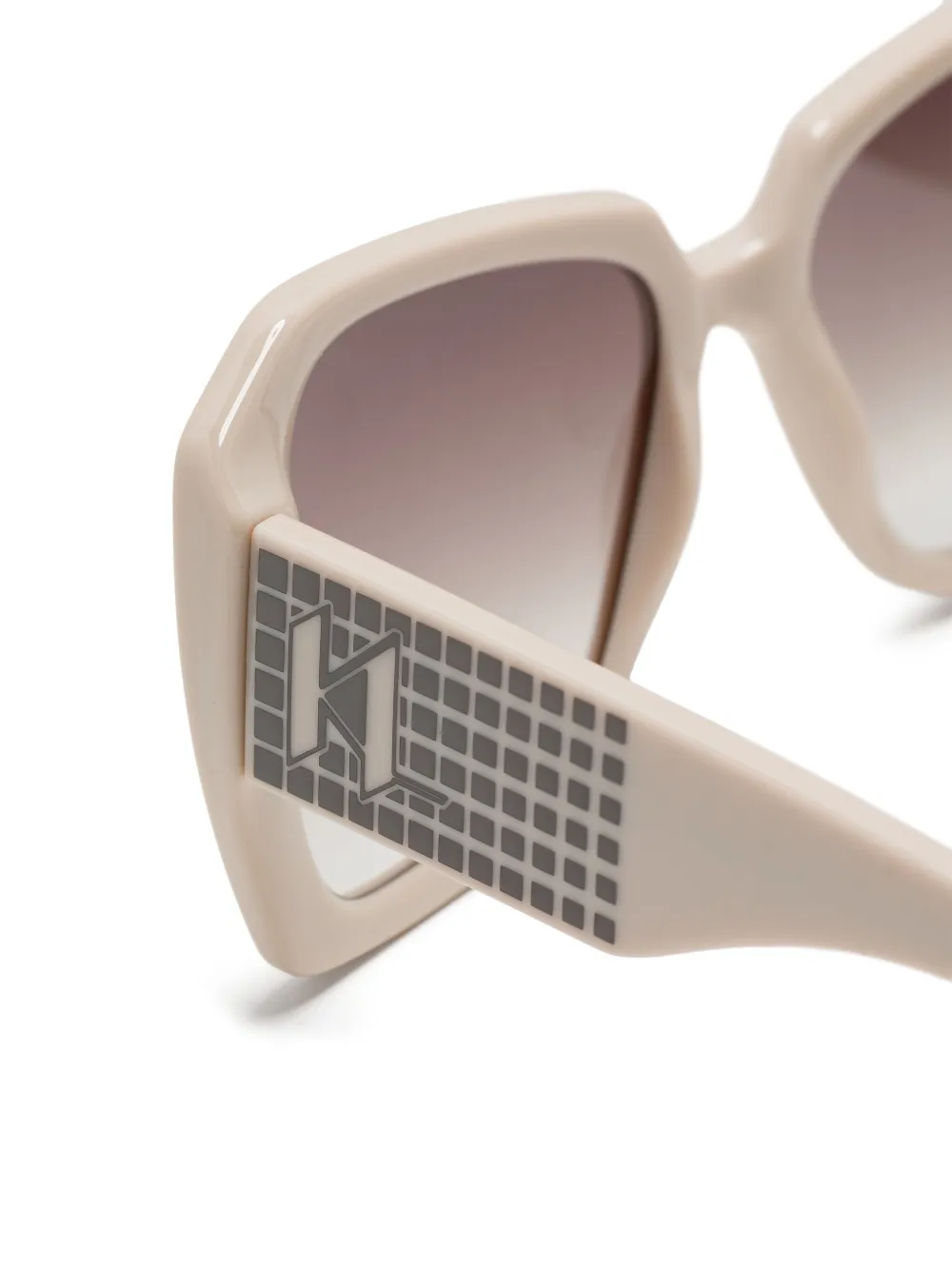 Karl Lagerfeld Modified zonnebril met rechthoekig montuur Beige