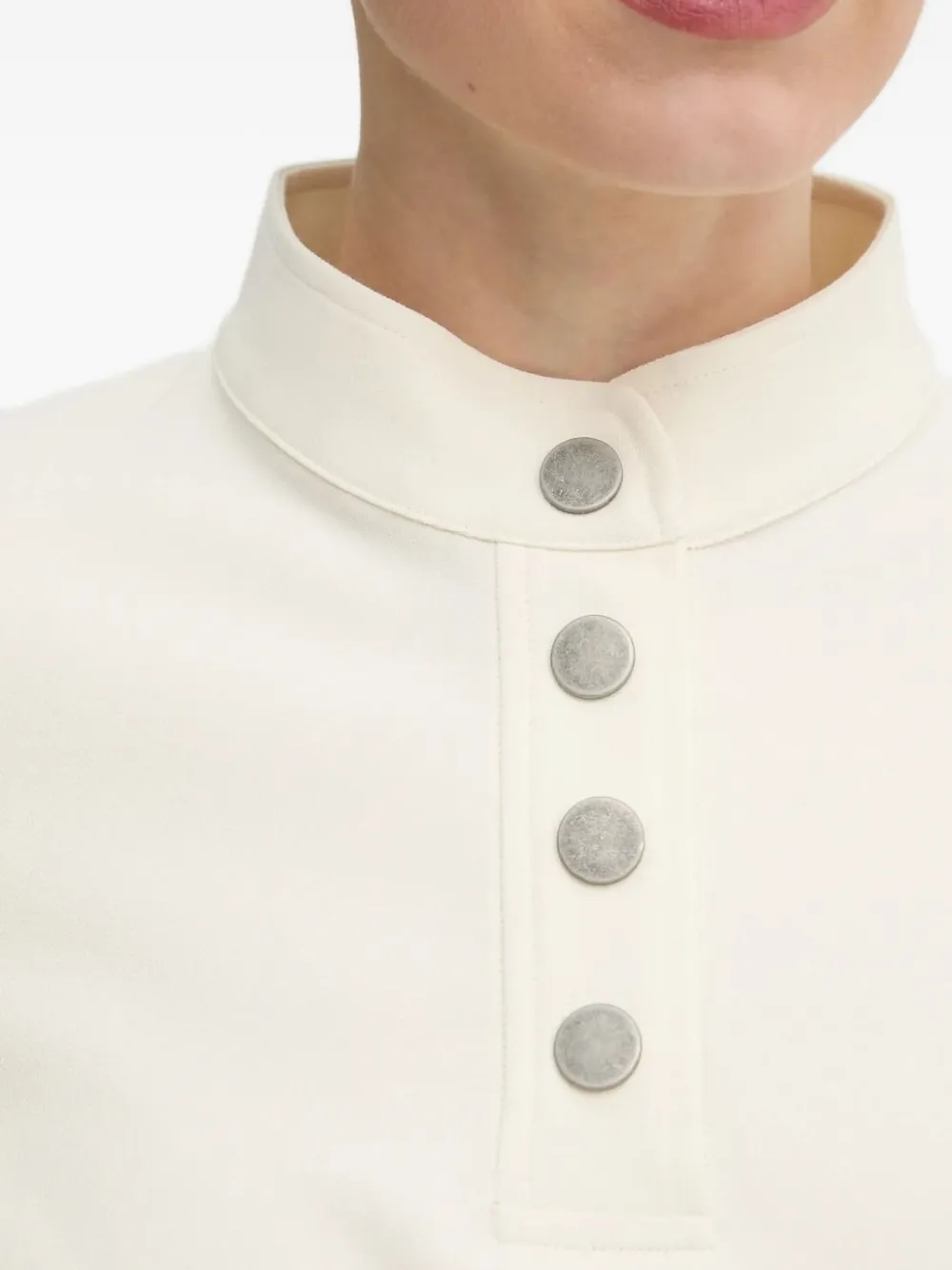 Ba&Sh mock-neck button-placket blouse Beige