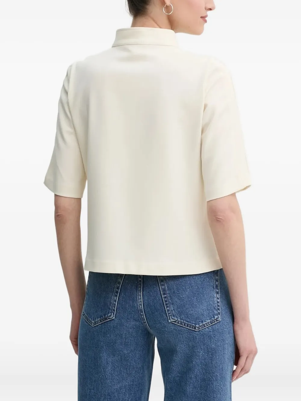 Ba&Sh mock-neck button-placket blouse Beige