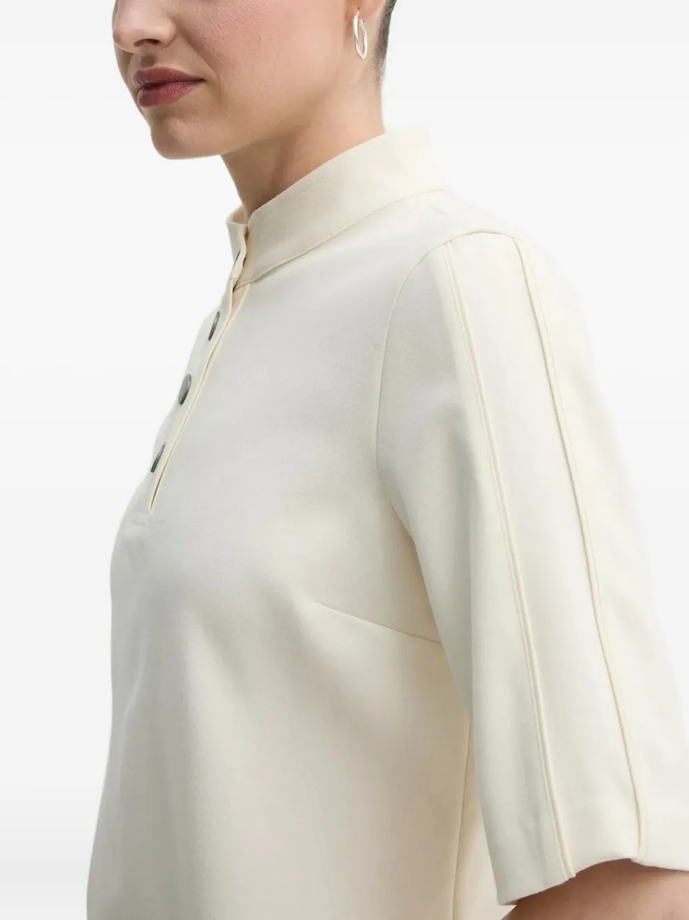 Ba&Sh mock-neck button-placket blouse Beige