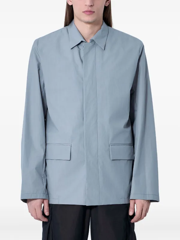 Rier Flap-pocket Cotton Shirt Jacket in Grey
