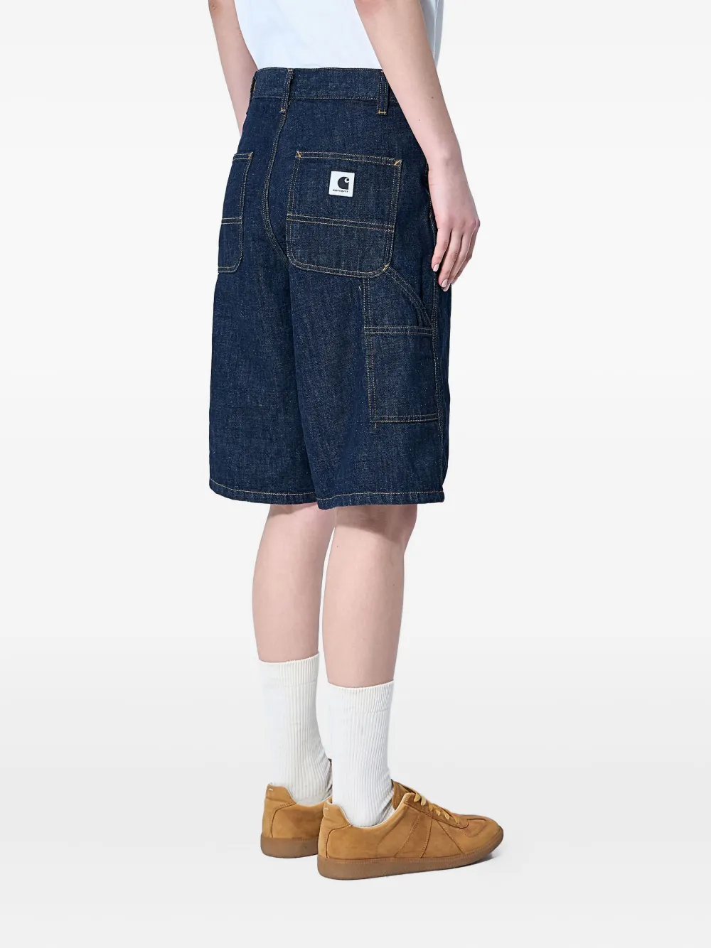 Carhartt WIP Brandon denim shorts met logopatch Blauw