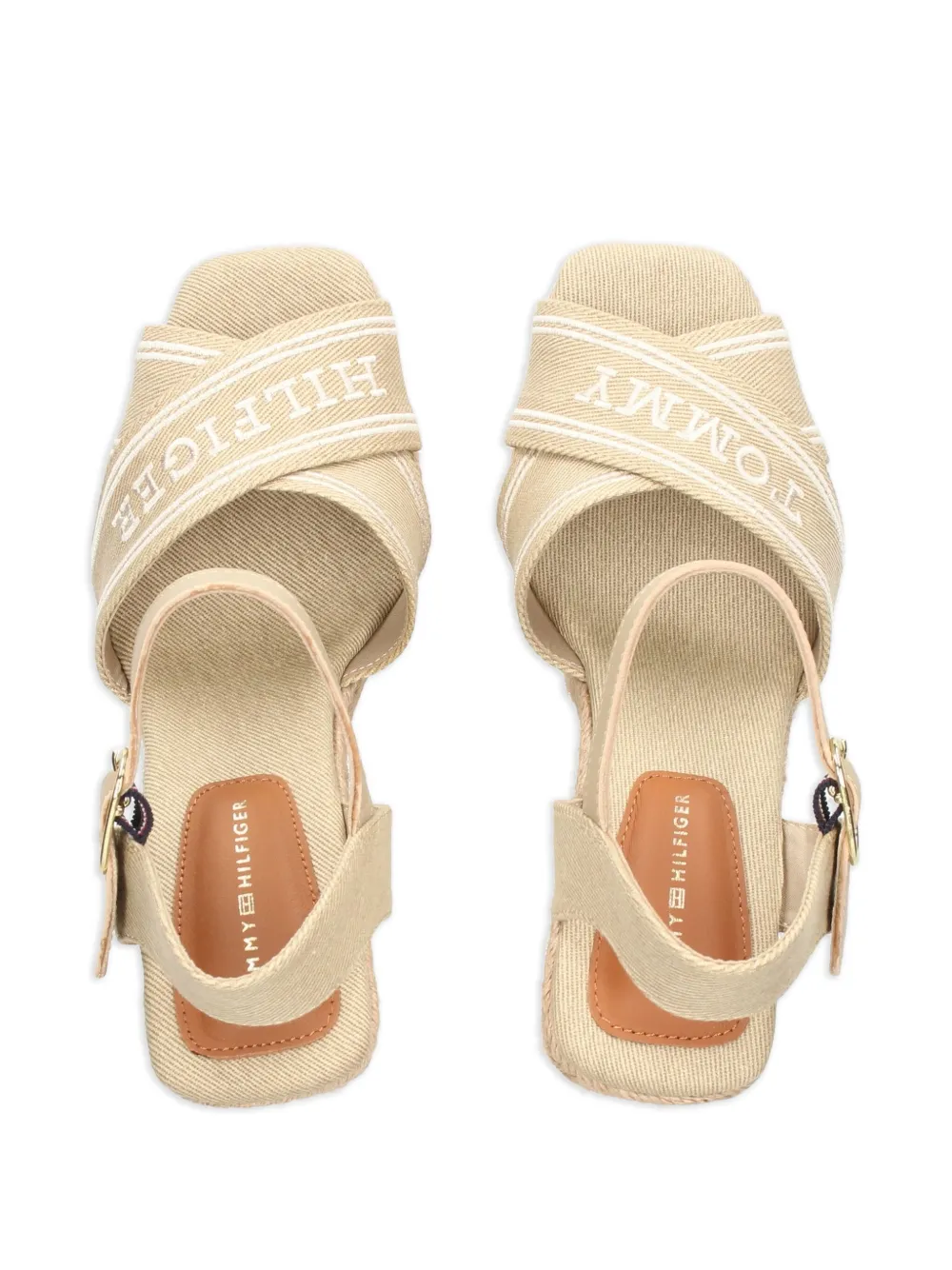 Tommy Hilfiger 100mm logo-strap espadrilles Neutrals