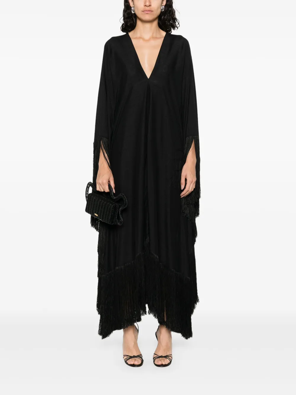 Taller Marmo fringed maxi dress - Zwart