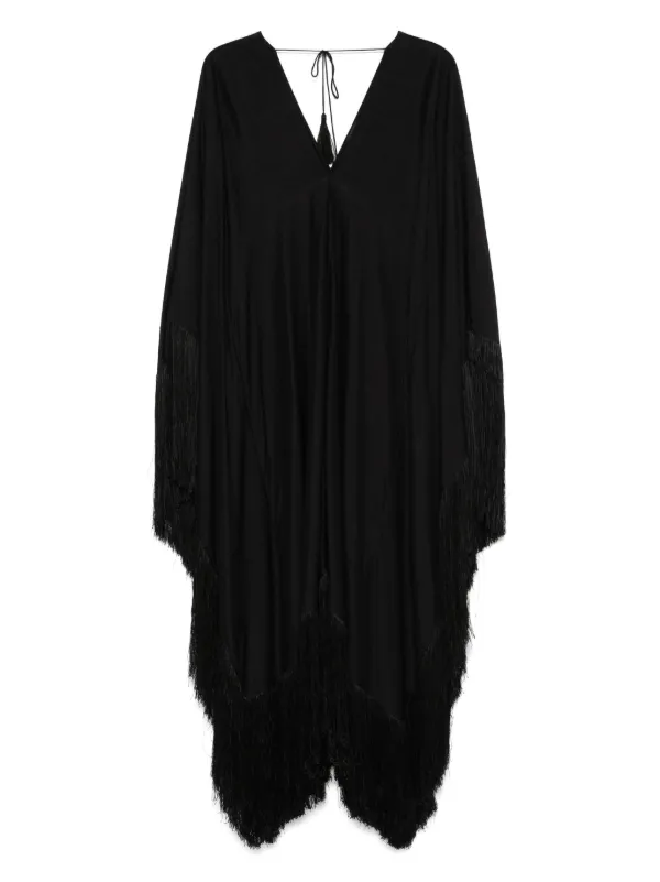 Taller Marmo Fringed Maxi Dress in Black