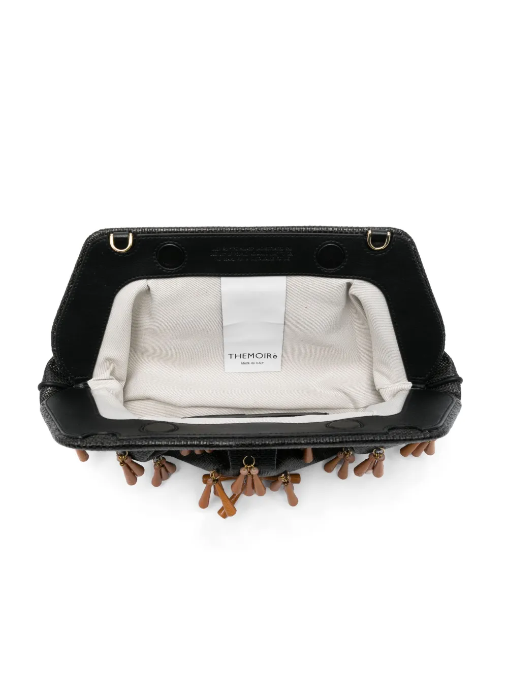 Themoirè Clutch met franje Zwart