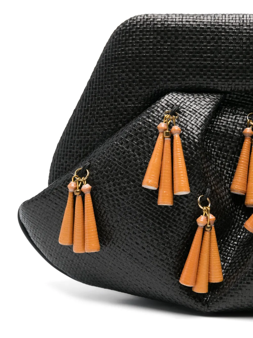 Themoirè Clutch met franje Zwart