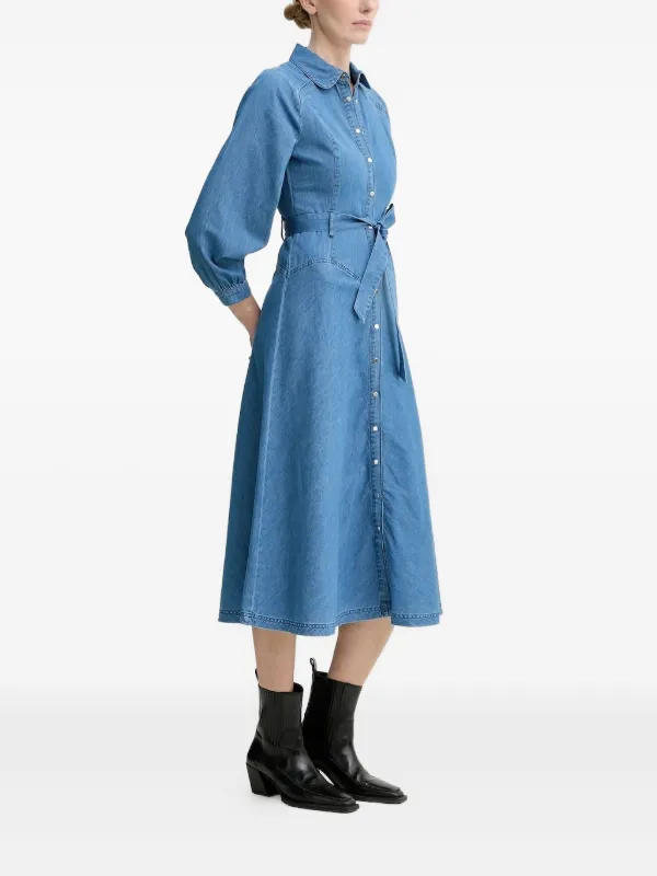 blue belted shirt dress Abstract Print Short Sleeve Shift Dress main image 1