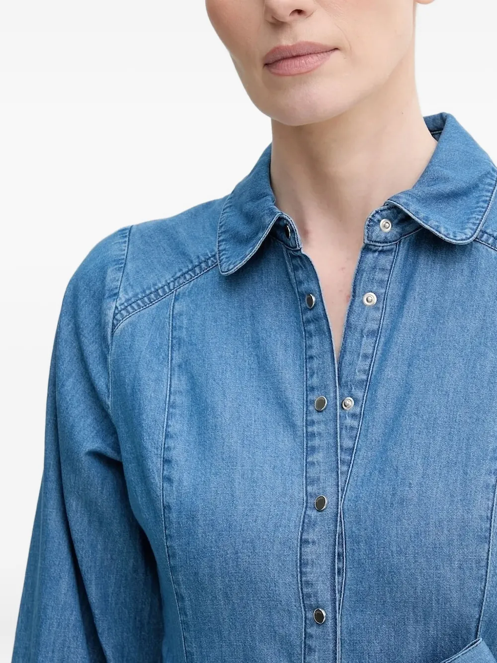Ba&Sh belted denim shirt dress Blauw