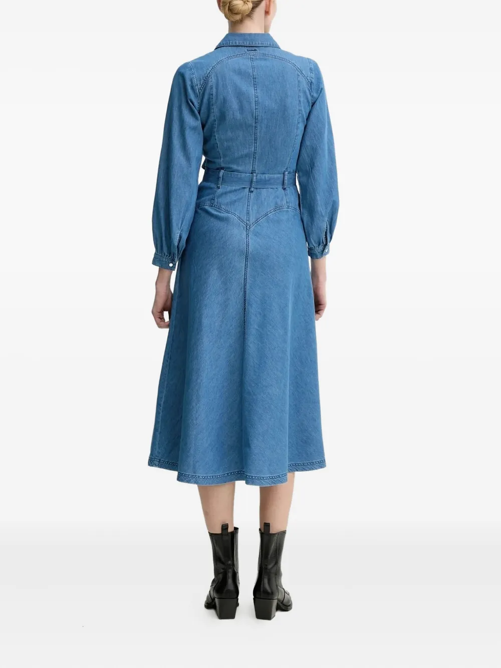 Ba&Sh belted denim shirt dress Blauw