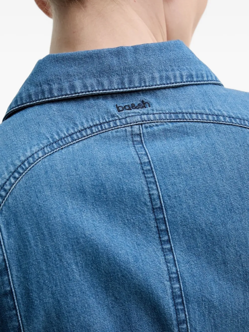 Ba&Sh belted denim shirt dress Blauw