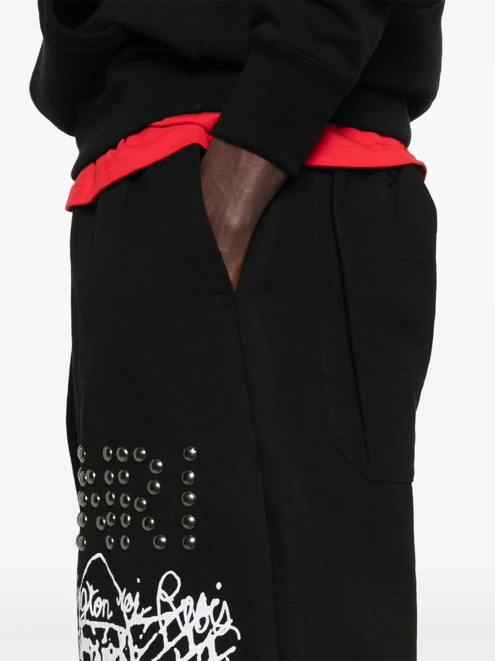 RRR123 Shorts met grafische print Zwart