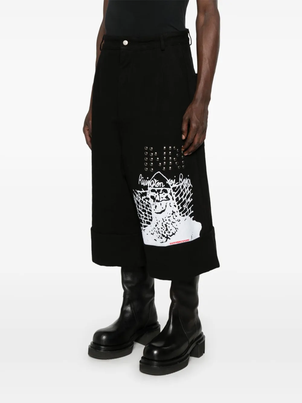 RRR123 Shorts met grafische print Zwart