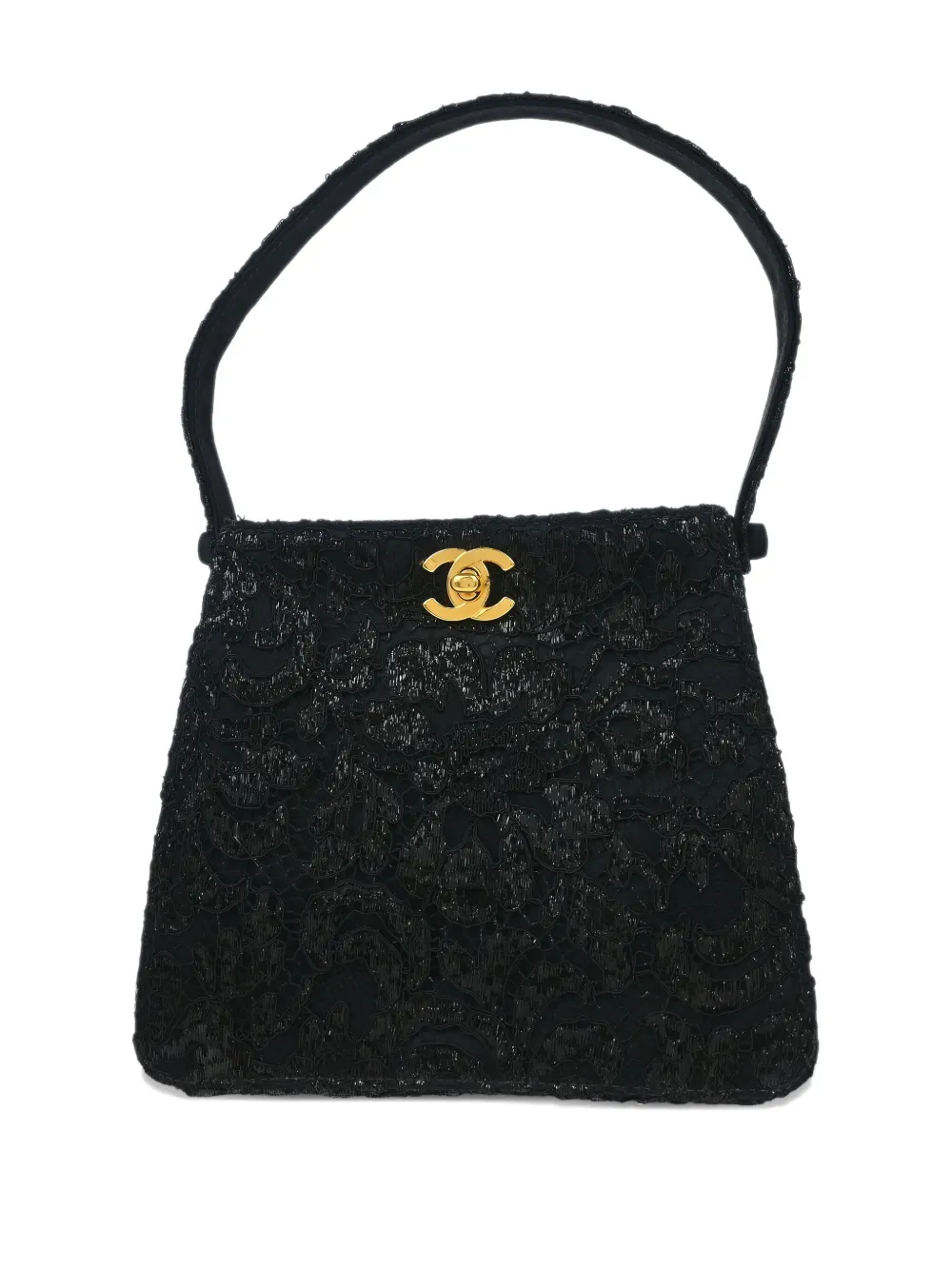 Pre-owned Chanel 1998 Lace Double Sided Turn-lock Tote Bag