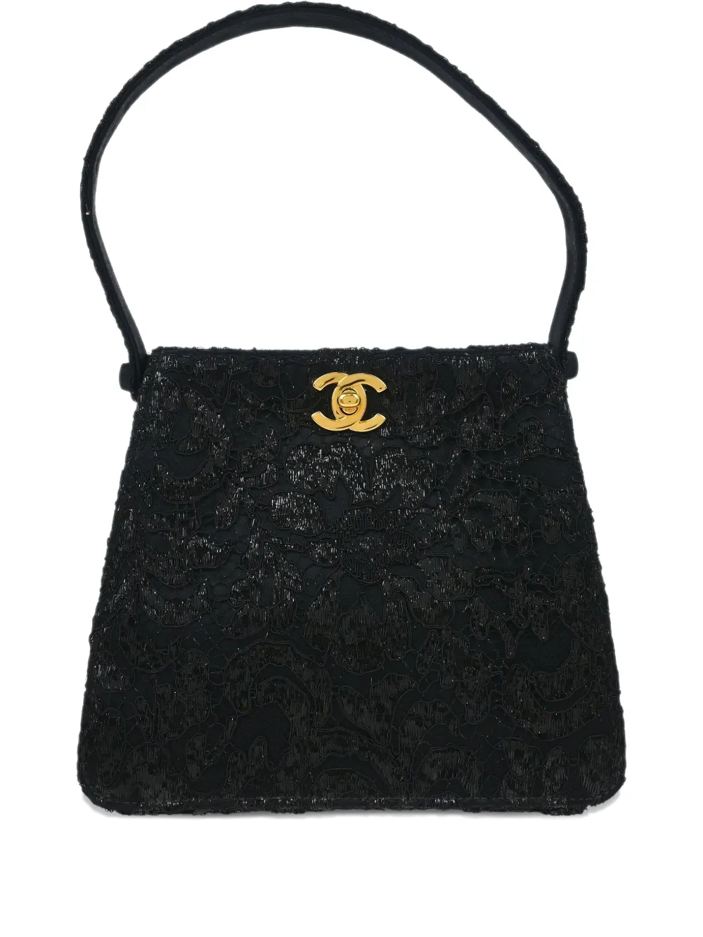 Pre-owned Chanel 1998 Lace Double Sided Turn-lock Tote Bag