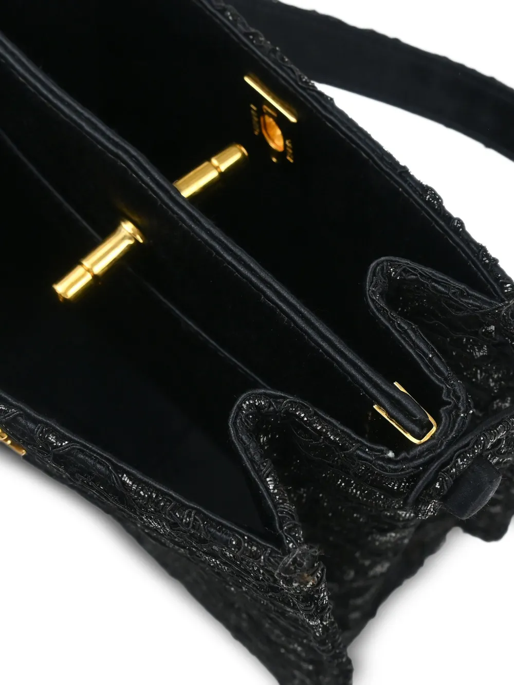 Pre-owned Chanel 1998 Lace Double Sided Turn-lock Tote Bag