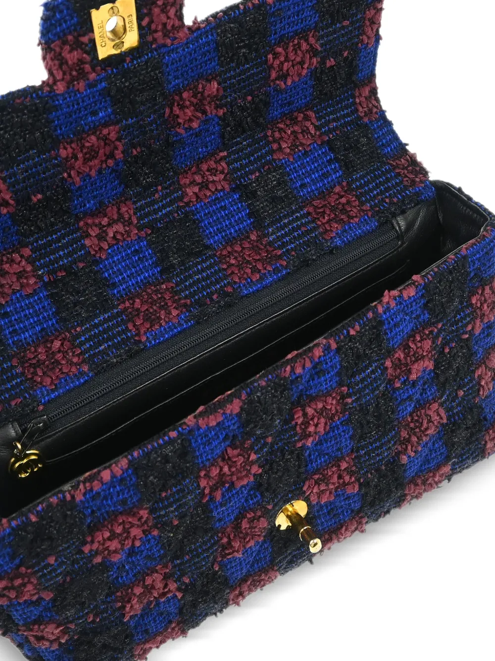 Pre-owned Chanel 1992 Tweed Classic Flap Two-in-one Handbag Set In Blue