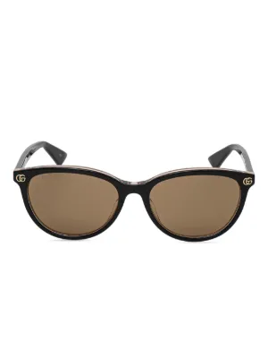 Gucci Eyewear オーバルフレーム サングラス | ブラウン | FARFETCH JP
