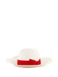 Borsalino bow-detail straw hat - White