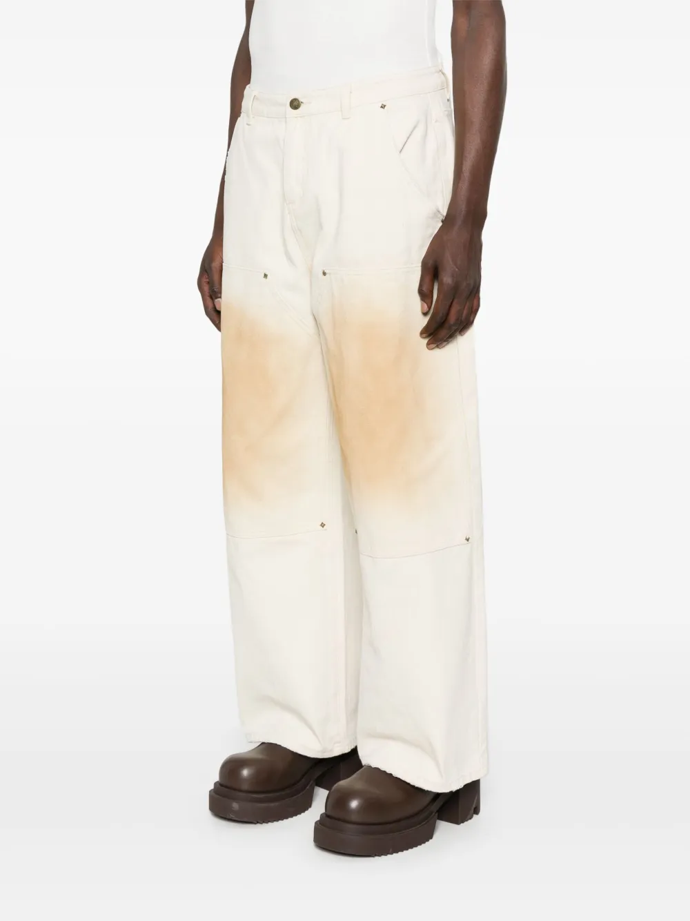 UNTITLED ARTWORKS Broek met dubbele knie Beige