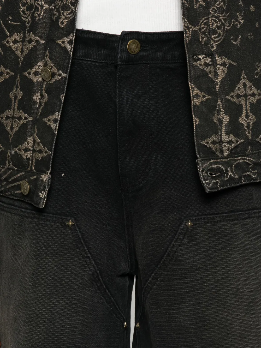UNTITLED ARTWORKS Shorts met dubbele knie Zwart