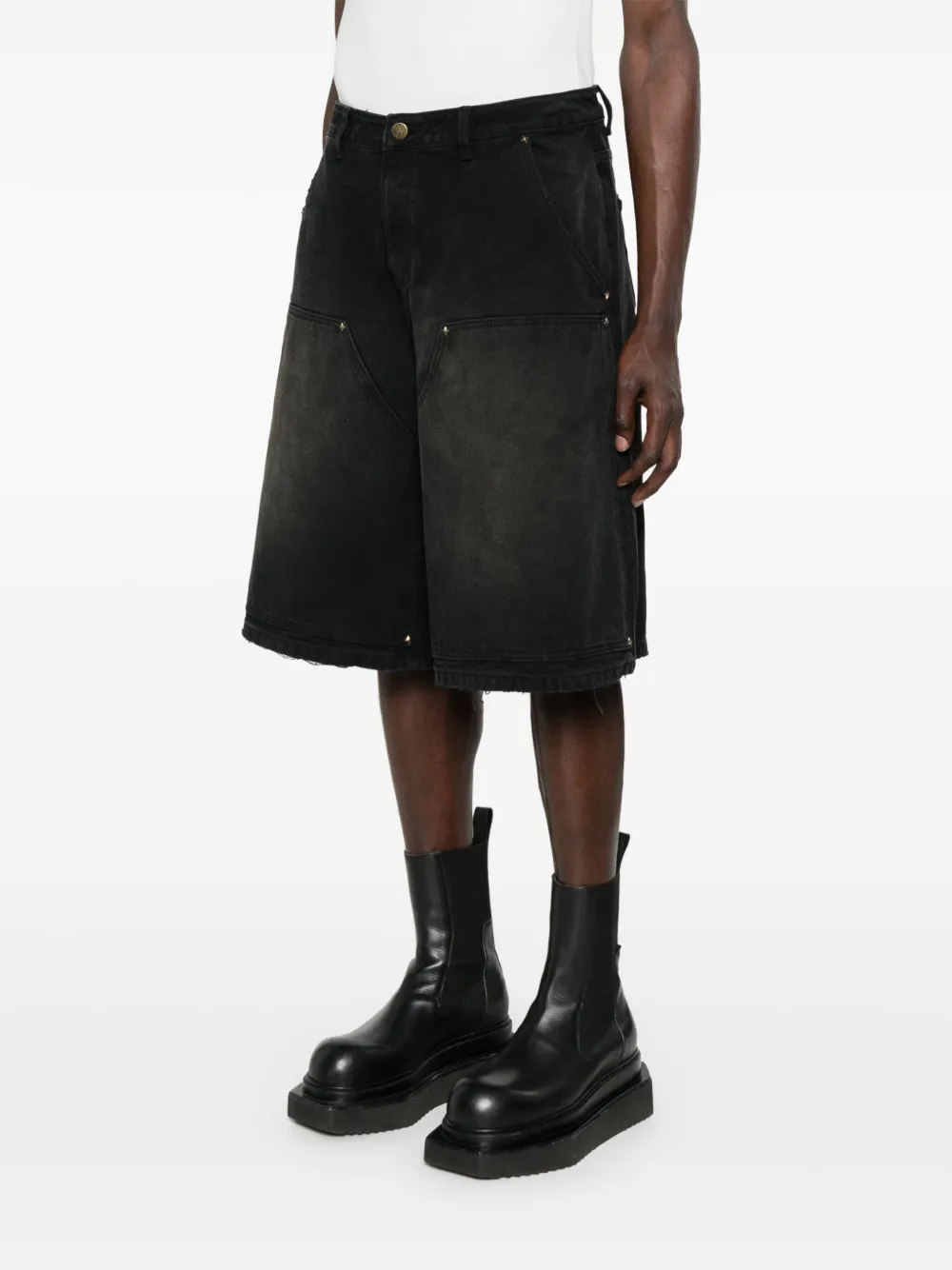 UNTITLED ARTWORKS Shorts met dubbele knie Zwart