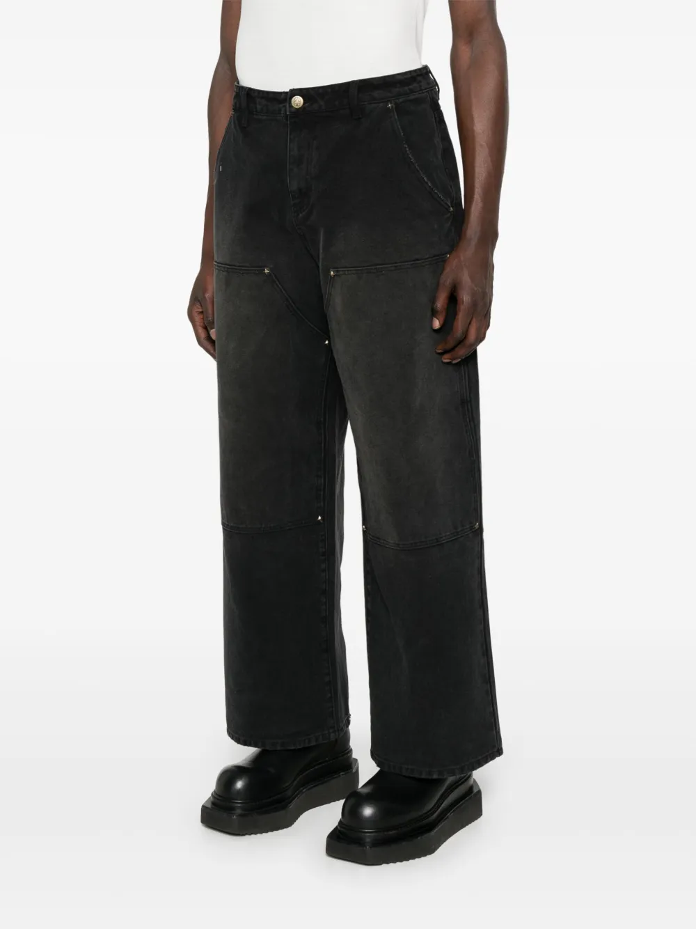 UNTITLED ARTWORKS Broek met dubbele knie Zwart