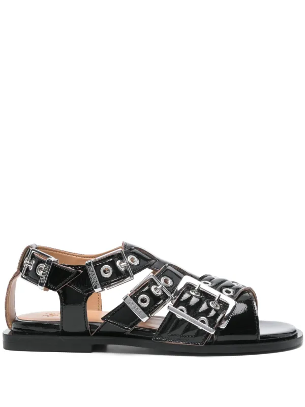 サンダル・ミュール Eyelets Sandals - Ganni - Synthetique - Black Eyelets Sandals - Ganni - Synthetique - Black