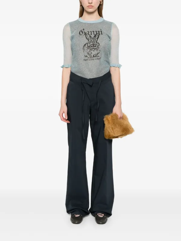 GANNI Bunny-detail Top | Blue | FARFETCH