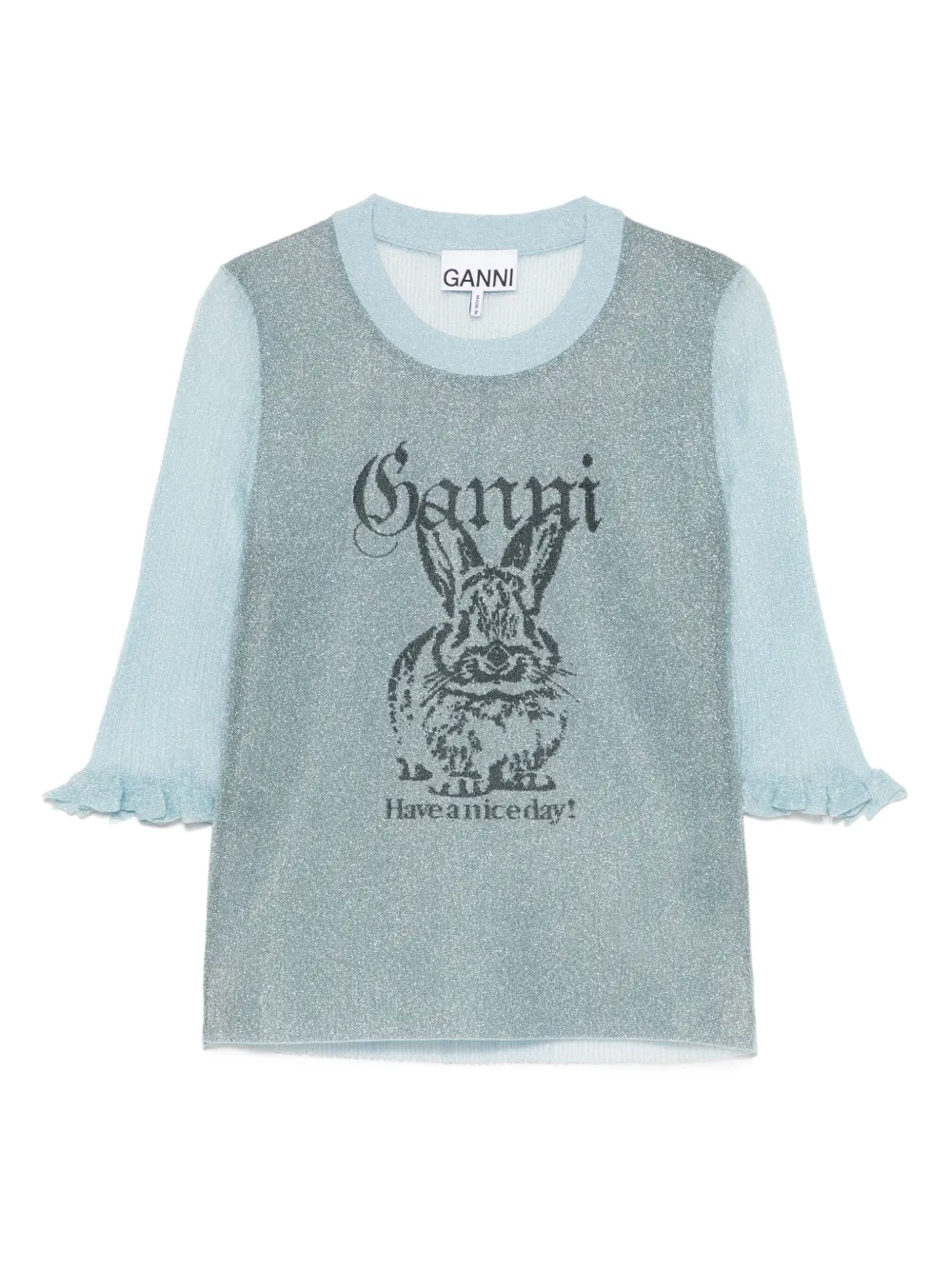 GANNI Top met konijnendetail Blauw