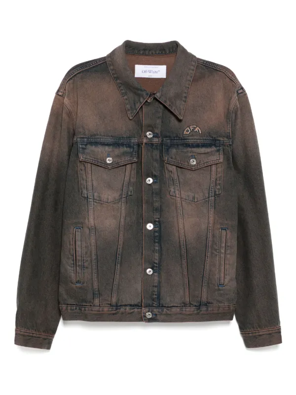 Off-White デニムジャケット　オーバーサイズ Off-White オーバーダイ デニムジャケット | ブラウン | FARFETCH JP