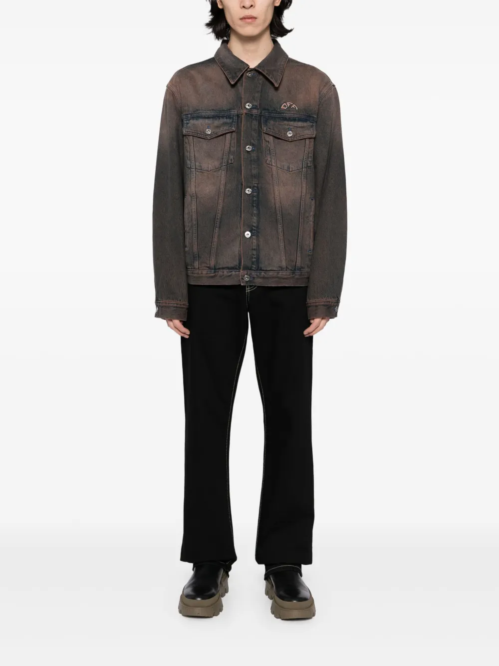 Off-White Denim skate jack met geverfd effect Bruin
